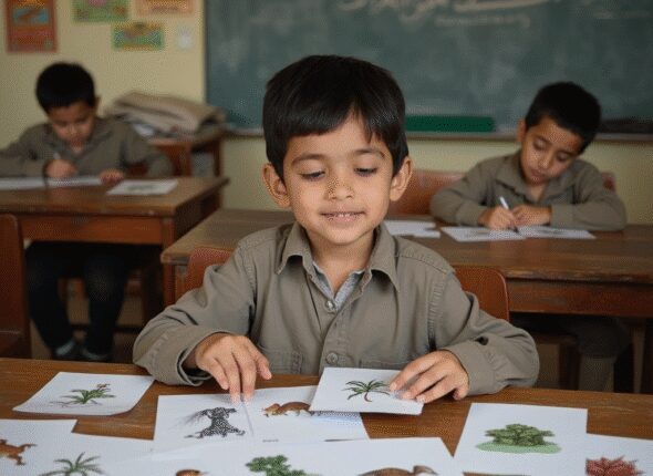 a_realistic_photo_of_an_iranian_child_79_years_old_sitting_at_a_school_desk_in_an_iranian_classroom_hc5exyesdtdai89b8xty_2